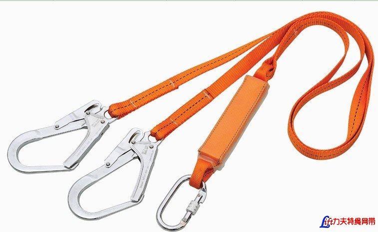 Safety Webbing Lanyard,Double Legged Big Hook Energy Shock Absorber Webbing Lanyard